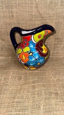 PICHET CÉRAMIQUE TALAVERA MEXICAINE - DÉCOR FLORAL MULTICOLORE PEINT MAIN