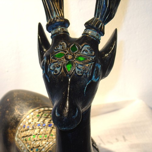 Statue cerf bois thaïlande - statue, en
