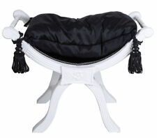 Gondole Assise Baroque Tabouret Shabby Chic Banc Banquette Capitonnée Noir Blanc
