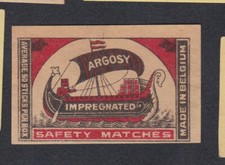 Ancienne  étiquette  allumettes Belgique BN69566 Argosy Bateau 1 