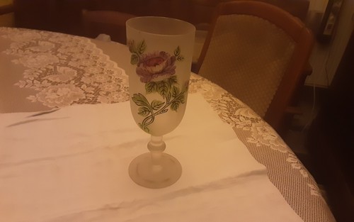 Grand verre givre peint main - ,