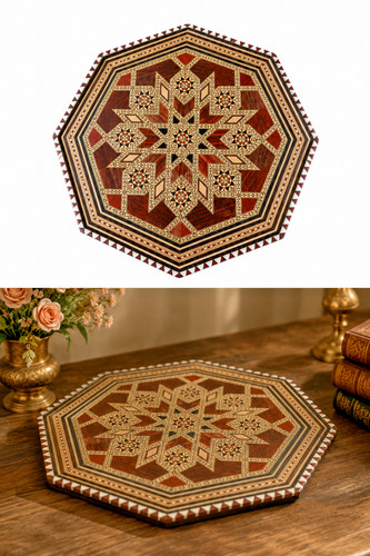 Ancien plateau marqueterie
