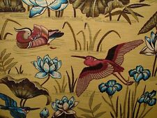 Japonais Eau Lily & Oiseaux Mimosa Mélange Lin Rideau Tapisserie Coussin Tissu