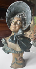R. ALLARD (circa 1900) Élégante, Buste Art Nouveau en fonte d'art, Signé   H36