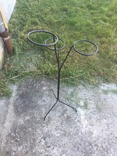 ancien porte plante pot tripode noir Vintage 1960/70 en metal