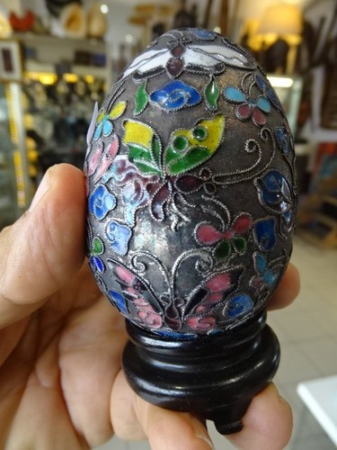 Oeuf cloisonné 9cm par - , 6cm.