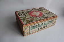 Boîte bois chocolats national J.Klaus Locle Suisse (65925)