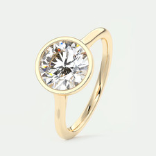 Bague de mariage coupe ronde 2 carats diamant cultivé en laboratoire IGI or j...