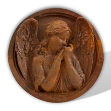Relief ange en prière décoration 5kg fer mural 28cm style antique