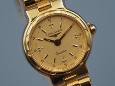 * Comme neuf* LONGINES Conquest L153.2 Quartz Gold Round Womens Vintage Watch...