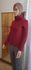 Pull col roulé femme rouge