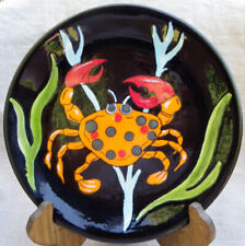 ASSIETTE EN CÉRAMIQUE DE VILLENAUXE - AU CRABE - SIGNÉE TESS - ANNÉES 60/70