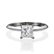 0.70 CT Femmes Princesse Coupe Fiançailles Diamant Ring 14K or Blanc H / SI2