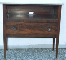 MEUBLE EN ACAJOU AVEC PLATEAU EN MARBRE / MEUBLE TV 