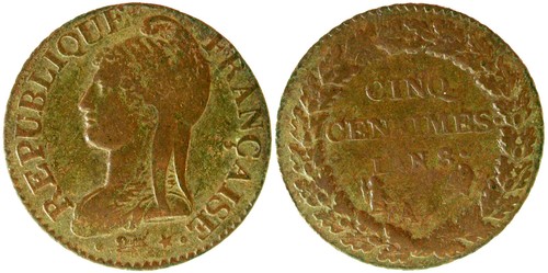 Dupré rare cinq - centimes, an