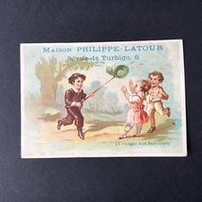 Chromo Ancien Chasse Aux Papillons 1890 Scraps