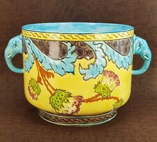 Superbe Rare Gros Cache-pot anses éléphants Emaux Creil & Montereau 19ème +++ 