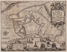 Roses Rosas Gerona Catalogne Espagne Gravé De Fer 1693 224574