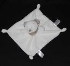 Doudou plat ours blanc SIMBA bandana brun marron taupe TTBE