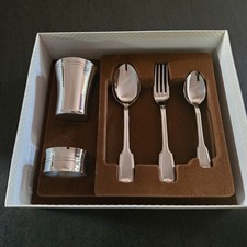 Vintage Coffret de 3 couverts, 1 anneau de serviette et 1 gobelet Jean COUZON