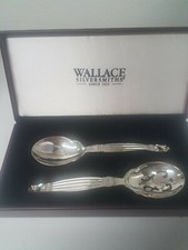 Wallace Silversmiths Silverplated Danish 2 Piece Salad Set Serving Spoons