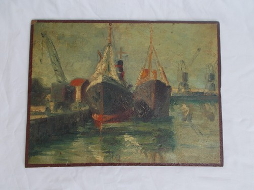 Tableau ancien marine port - tableau,