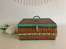 22 ⚜  Ancienne Petite Travailleuse, Boite à Couture en Osier Vintage Authentique