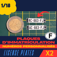 Plaques d’immatriculation Françaises SIV Noires pour miniature 1/18 1:18 - Perso