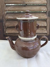 cafetière ancienne bistrot complète filtre en céramique Vintage H 23,5 cms