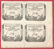 Planche de 4 assignats 50 sols