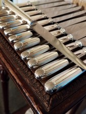 12 Couteaux de Table Filet/Coquille Orfèvrerie Argental Métal Argenté