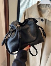 Sac Seau A Bandoulière Noir A Cordon En Simili Cuir Femme Ajustable