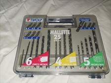 Malette 25 pcs: forêts métaux, forêts béton, mèches à bois et embouts vis Tivoly