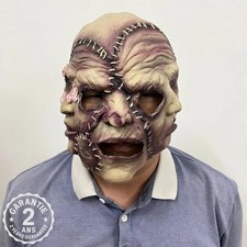 Masque d’Halloween Carnaval Latex Tête 3 Visages Horreur Effrayant Peur Farce