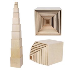 TOWO Cubes emboitables en Bois Pur - Pyramide Cubes a empiler Bebe Lot de 10 ...
