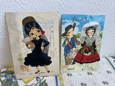 2 cpa carte postale broderie