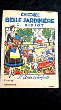 JOLI PROTÈGE-CAHIER ANCIEN CHICORÉE BELLE JARDINIÈRE BERIOT , L'AMIE DES ENFANTS
