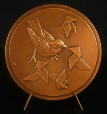 Médaille Georges Courteline Moineau Romancier num 5/100 Linotte Oiseau animal 