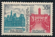 TIMBRE FRANCE 1176** Jumelage Paris Rome  1958