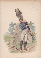 ✒ 1900 Ch LE TOURNEUR aquarelle originale Armée Allemagne Prusse Garde royale