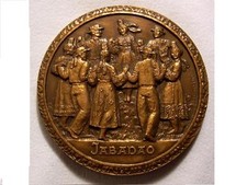 Médaille JABADAO danse trad BRETAGNE bronze CROUZAT 1980 St Pol Tréguier Quimper