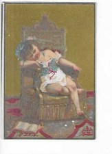 CHROMO ENFANT DANS UN FAUTEUIL