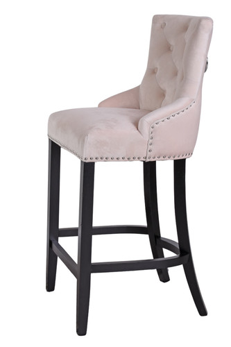 Tabouret bar velours - velours, rose