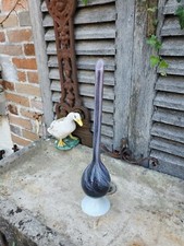 Vase soliflore Vintage Opaline et  Verre Soufflé h 40.5 cm