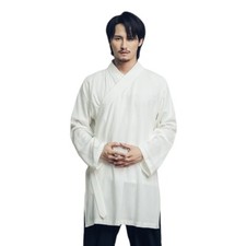 Hommes Chinois Chemise Vintage Lacet Manteau Tang Costume Kung Fu Vêtement Moine