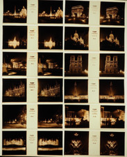 "PARIS LA NUIT"- 12 Photographies Stéréoscopiques BRUGUIERE sur rhodoïd - TBE