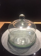 Cloche ancienne Et Son Plateau couvre-fromage vintage en verre soufflé Dlg BIOT