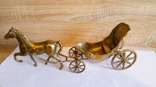 Cheval et Charrette en Laiton Massif Vintage Décoration Prestige Vide Poche