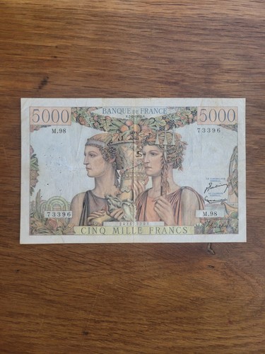 France billet ancien 5000 cinq - ancien,