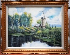 tableau signé Ruiz: moulin à vent